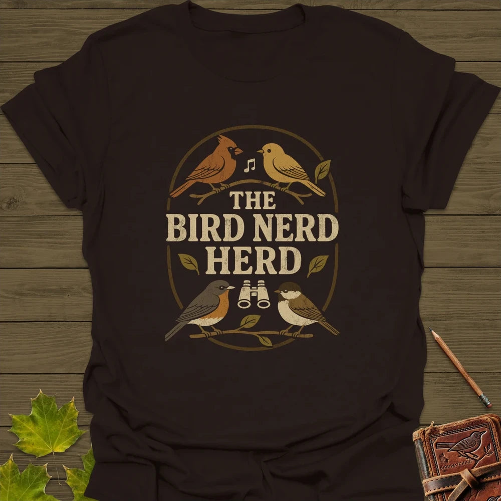 Bird Nerd Herd T-Shirt Dark Chocolate