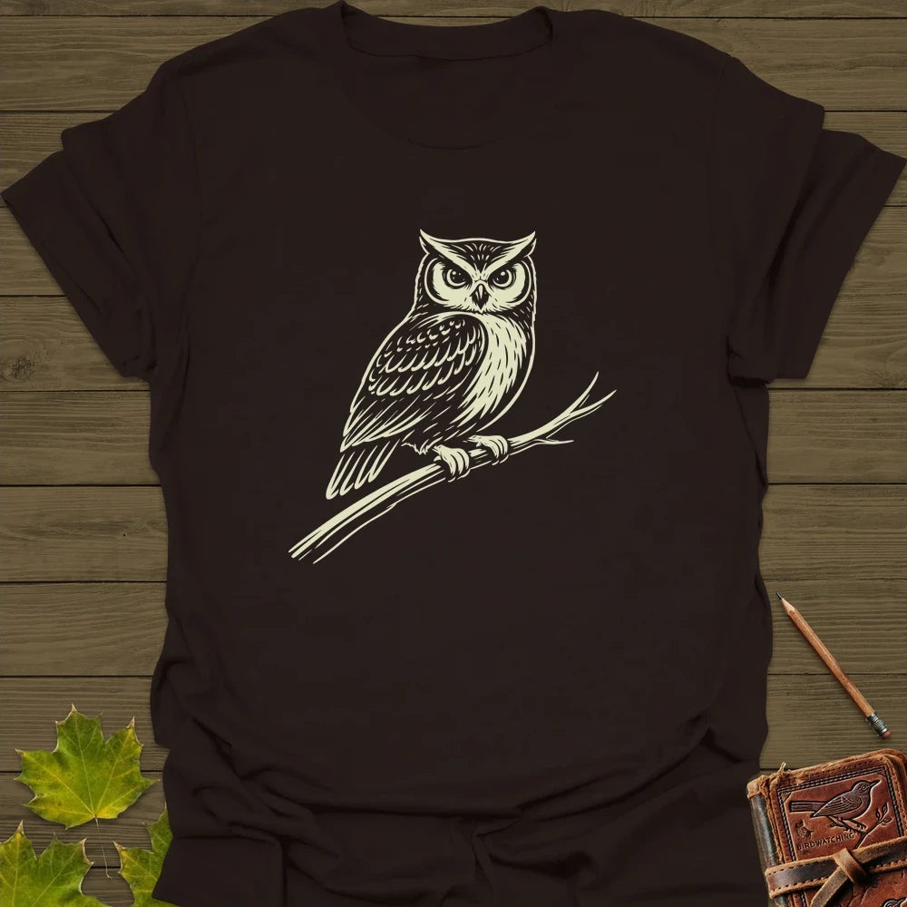 Silent Watcher Owl T-Shirt Dark Chocolate