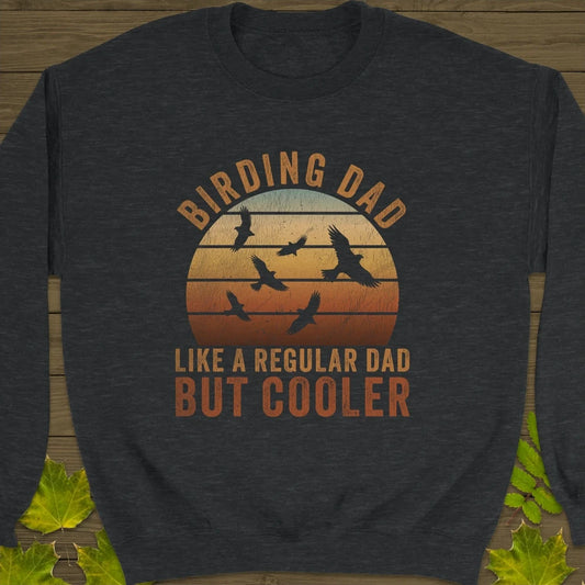 Cool Birding Dad Crewneck Sweatshirt Dark Heather