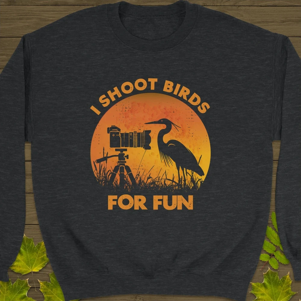 I Shoot Birds Crewneck Sweatshirt Dark Heather