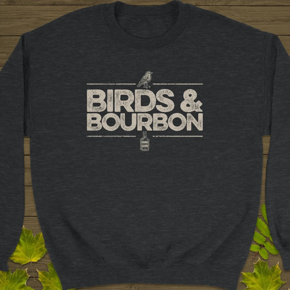 Birds & Bourbon Crewneck Sweatshirt Dark Heather