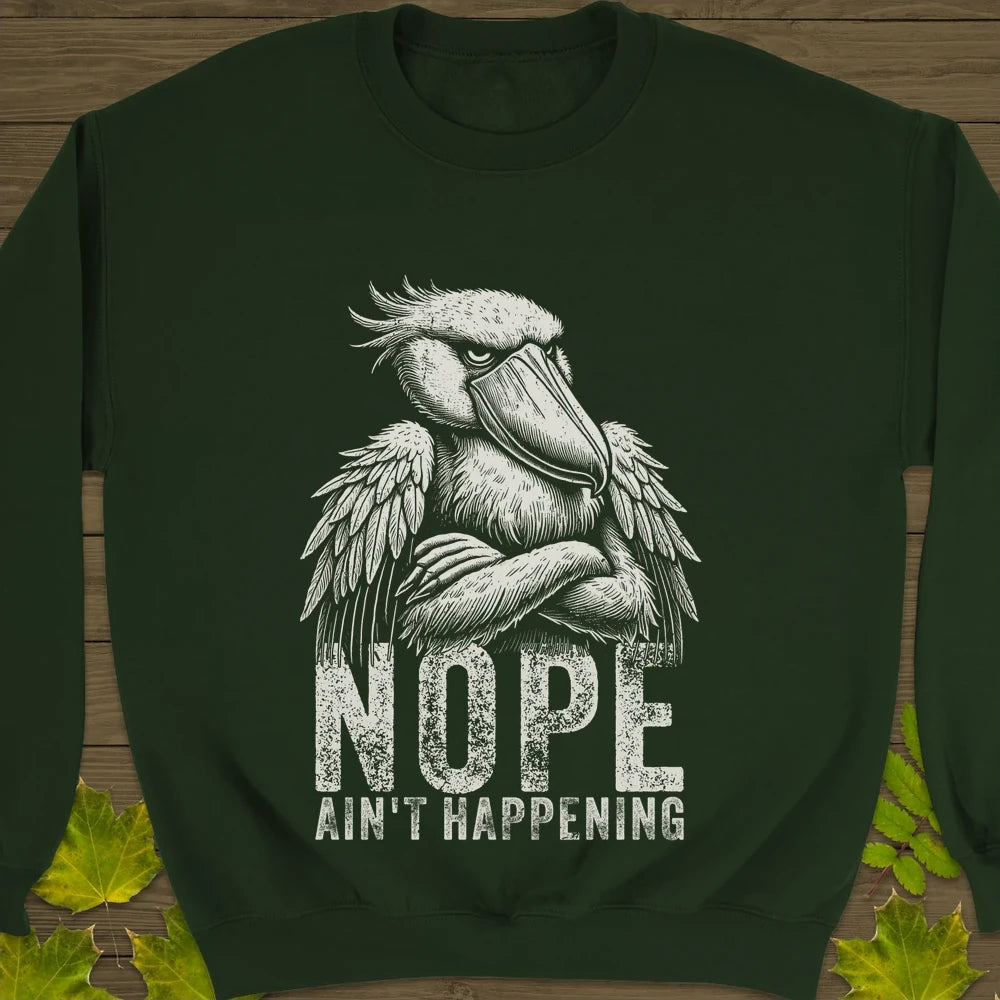 Nope - Grumpy Stork Crewneck Sweatshirt Forest Green