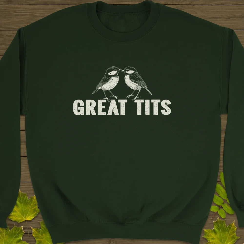 Great Tits Crewneck Sweatshirt Forest Green