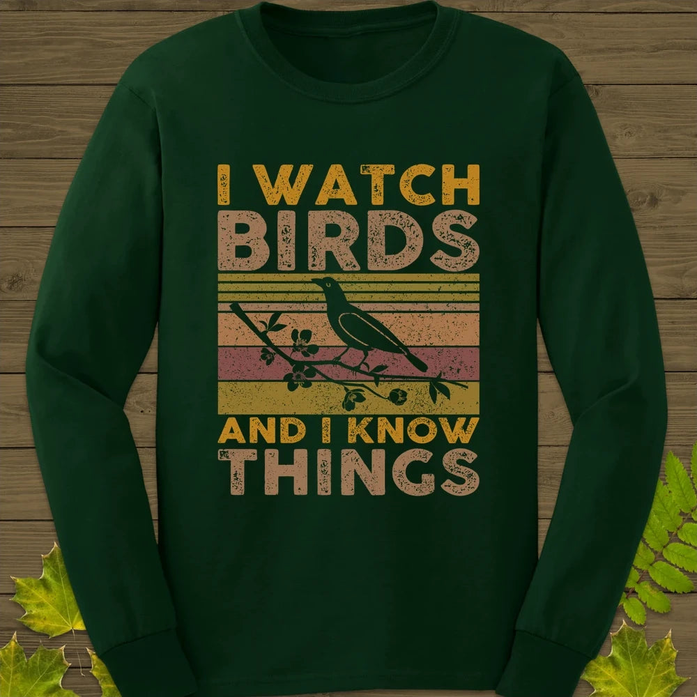 Watch Birds, Know Things Long Sleeve Forest Green