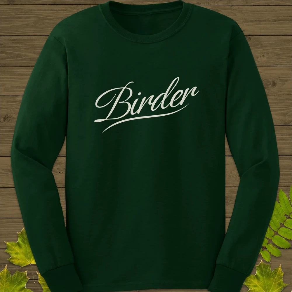 Birder Script Long Sleeve Forest Green