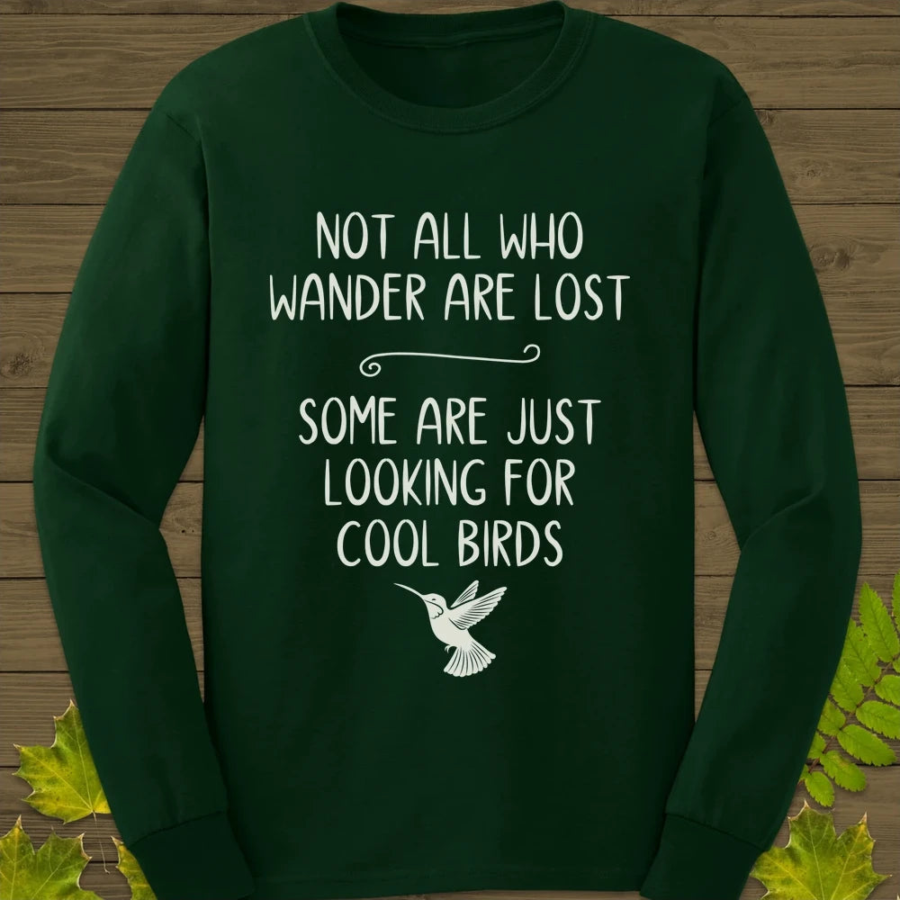 Looking For Cool Birds Long Sleeve Forest Green