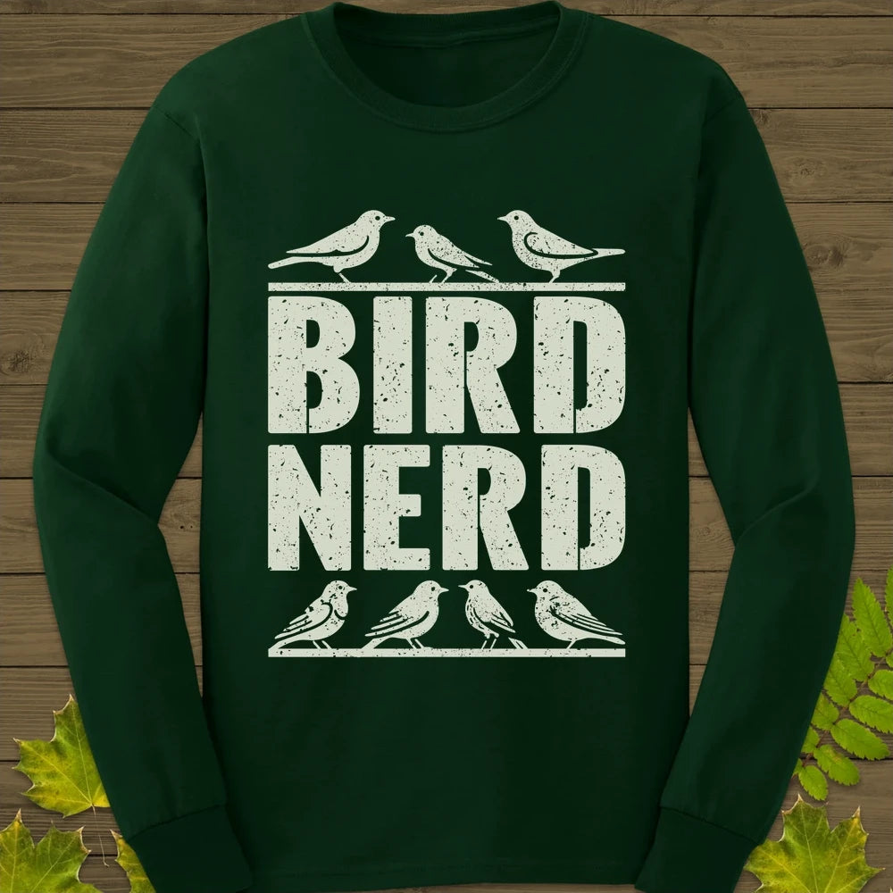 Bird Nerd Long Sleeve Forest Green