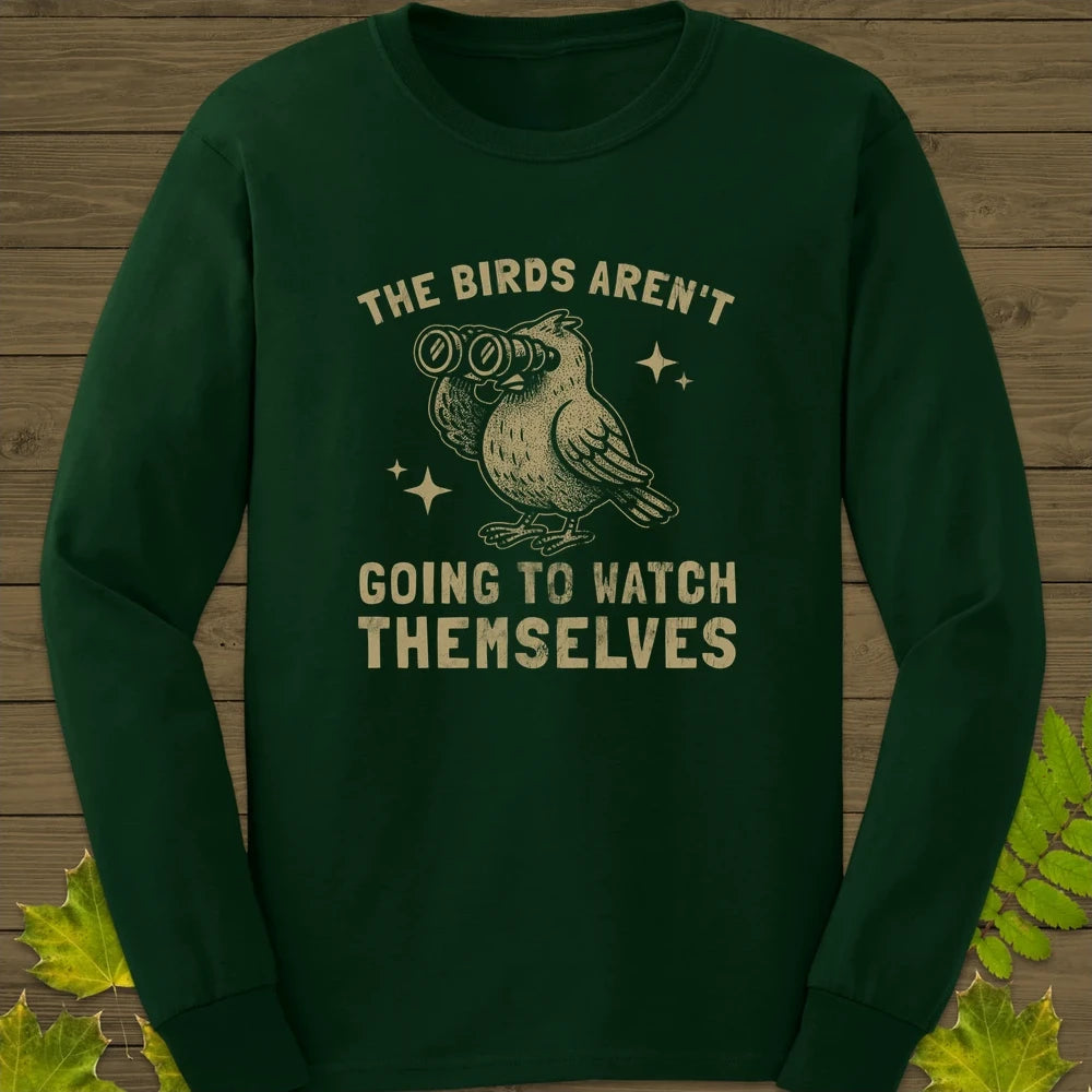 Birds Watching Themselves Long Sleeve Forest Green