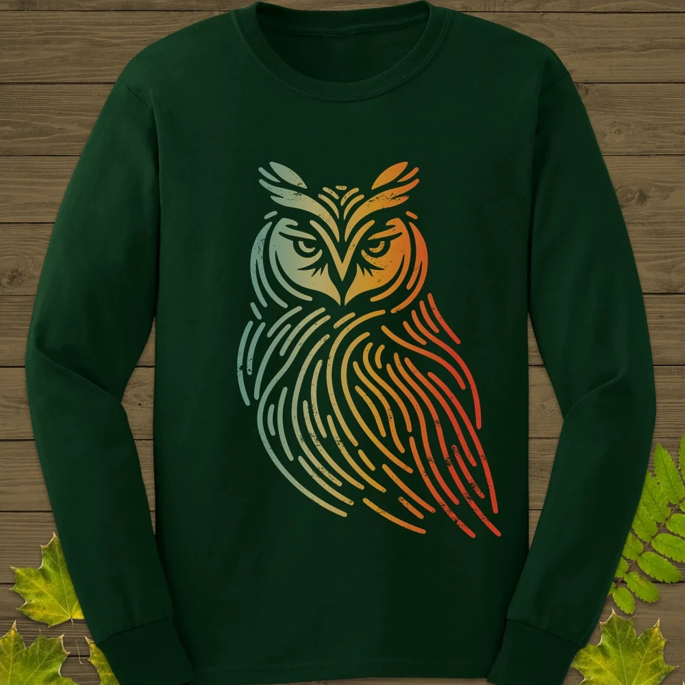 Modern Owl Silhouette Long Sleeve Forest Green