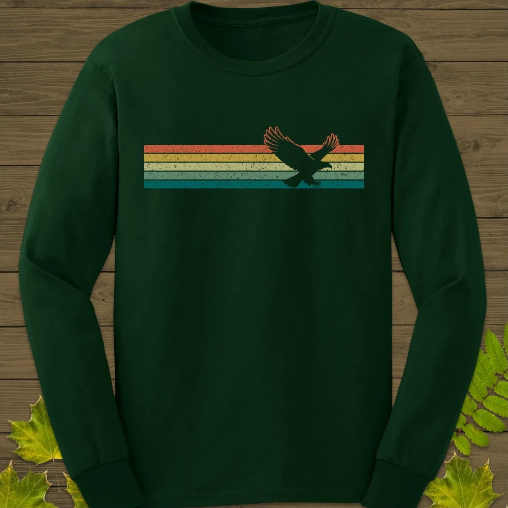 Retro Stripe Eagle Long Sleeve Forest Green