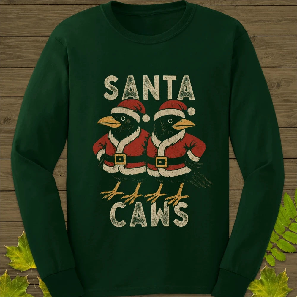 Santa Caws Long Sleeve Forest Green