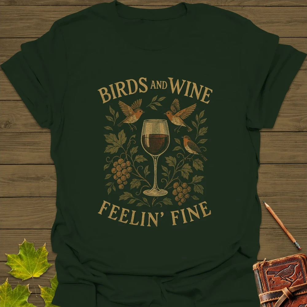 Birds and Wine T-Shirt Forest Green