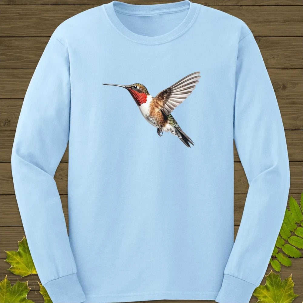 Ruby-throated Hummingbird Long Sleeve Light Blue