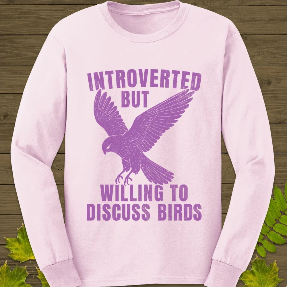 Willing To Discuss Birds Long Sleeve Light Pink