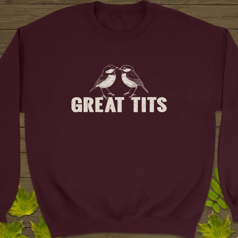 Great Tits Crewneck Sweatshirt Maroon