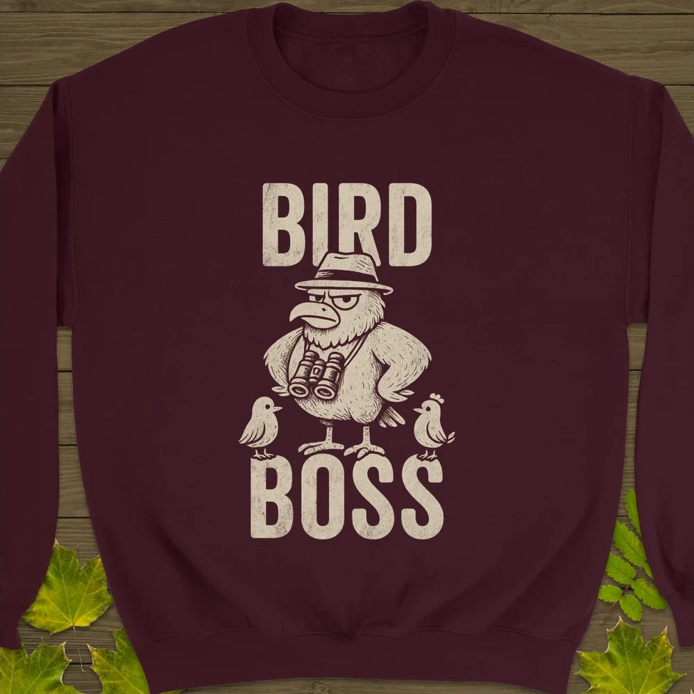 Bird Boss Crewneck Sweatshirt Maroon