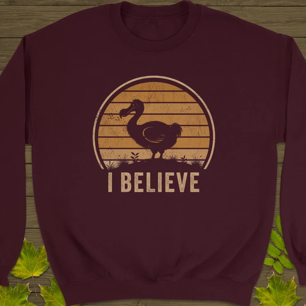 I Believe Dodo Crewneck Sweatshirt Maroon