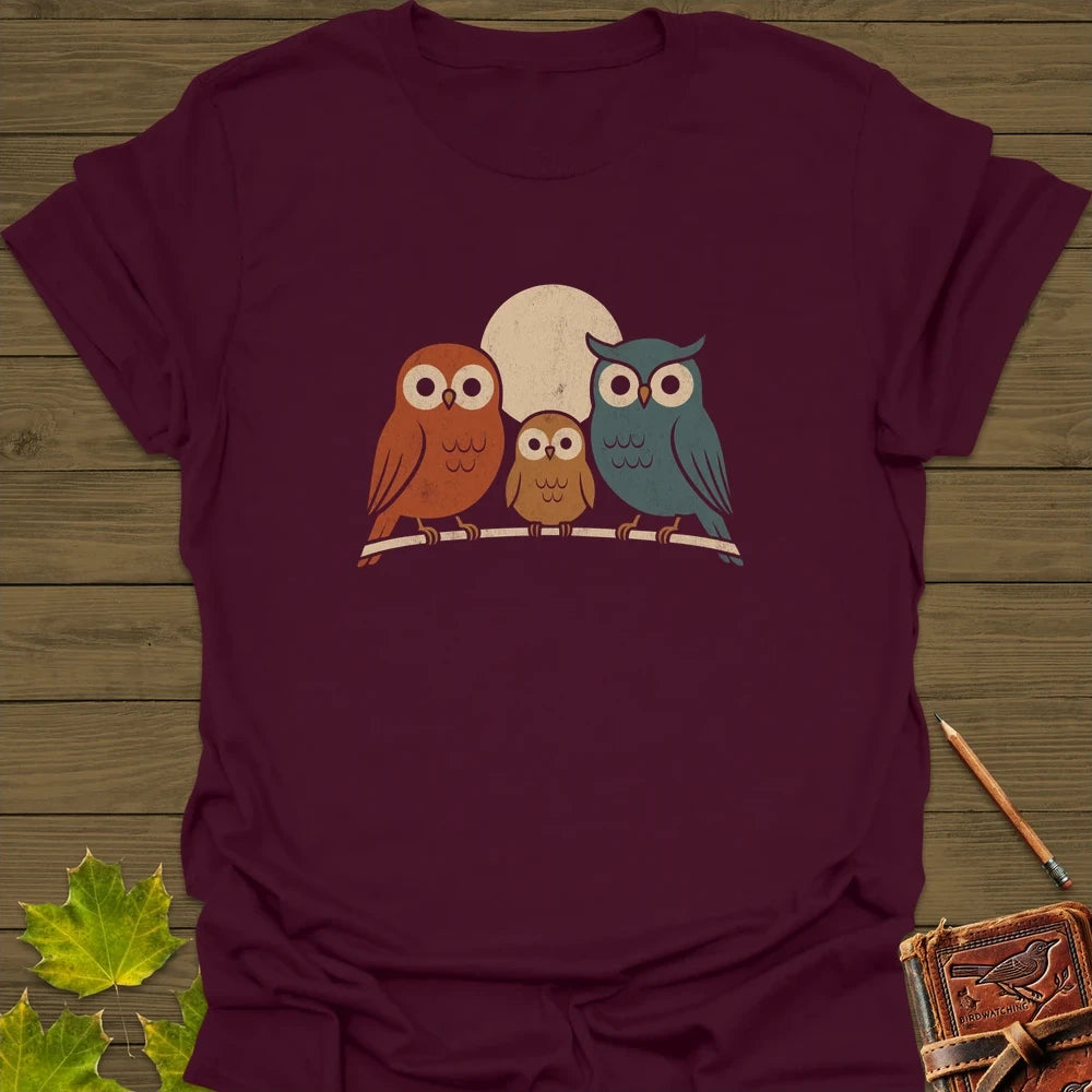 Moonlight Owls T-Shirt Maroon