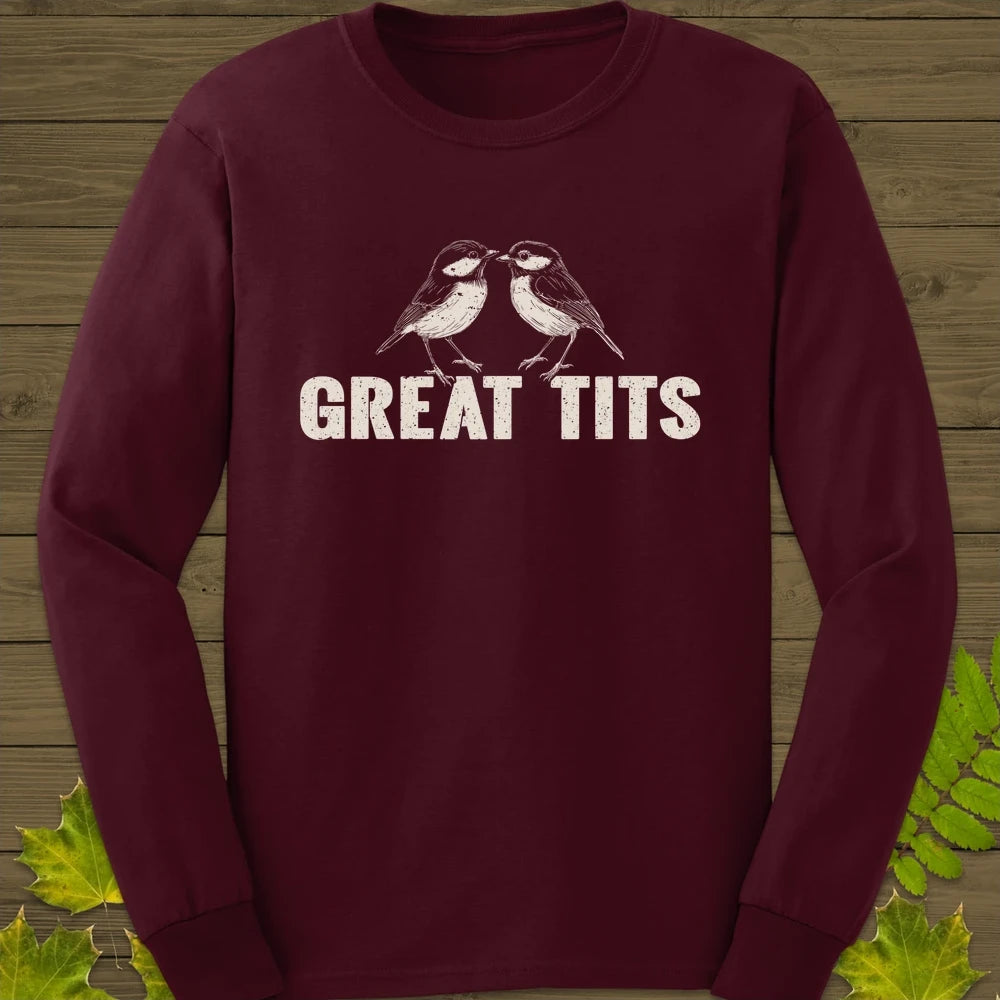 Great Tits Long Sleeve Maroon