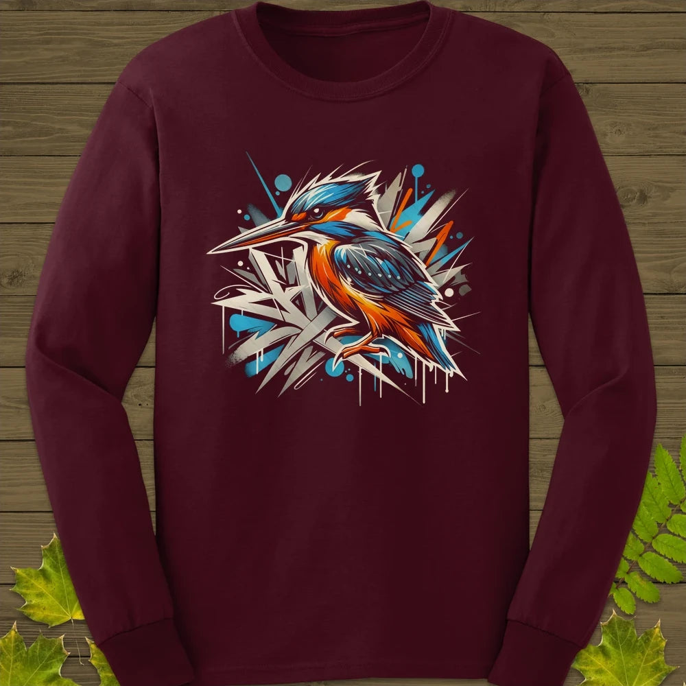 Urban Wildlife Kingfisher Long Sleeve Maroon