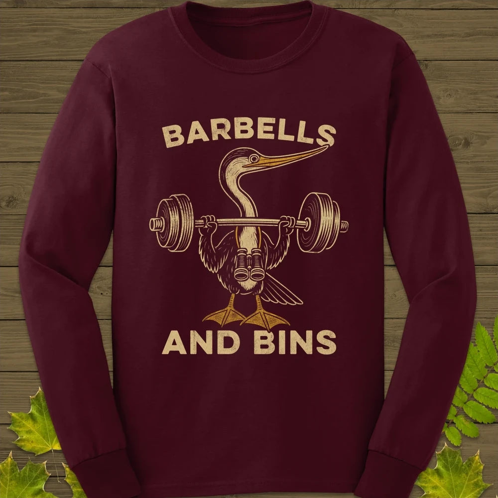 Barbells and Bins Long Sleeve Maroon