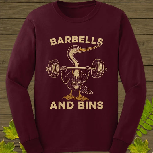 Barbells and Bins Long Sleeve Maroon