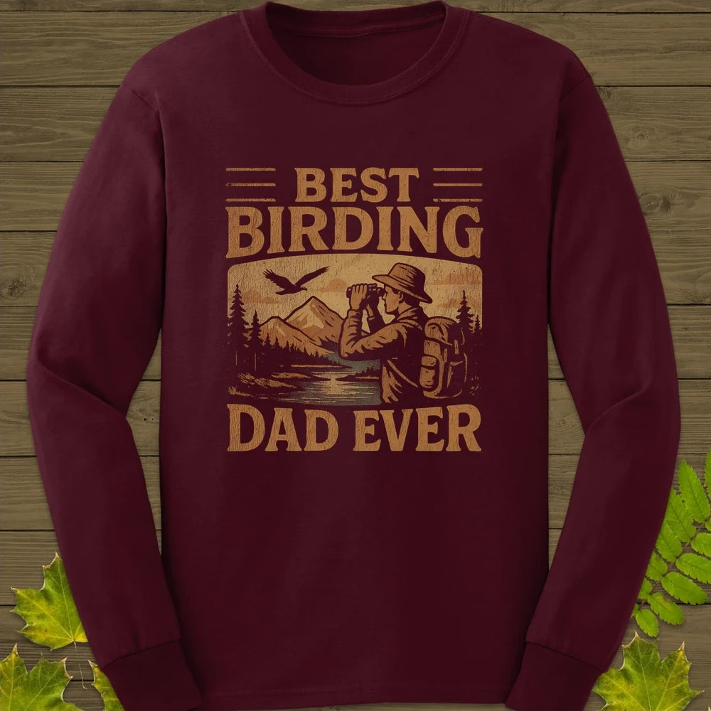Best Birding Dad Long Sleeve Maroon