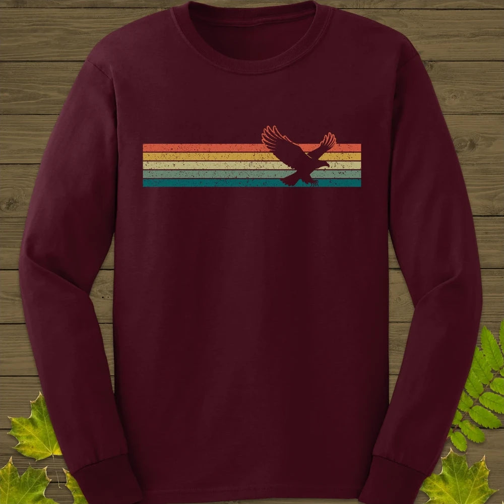 Retro Stripe Eagle Long Sleeve Maroon