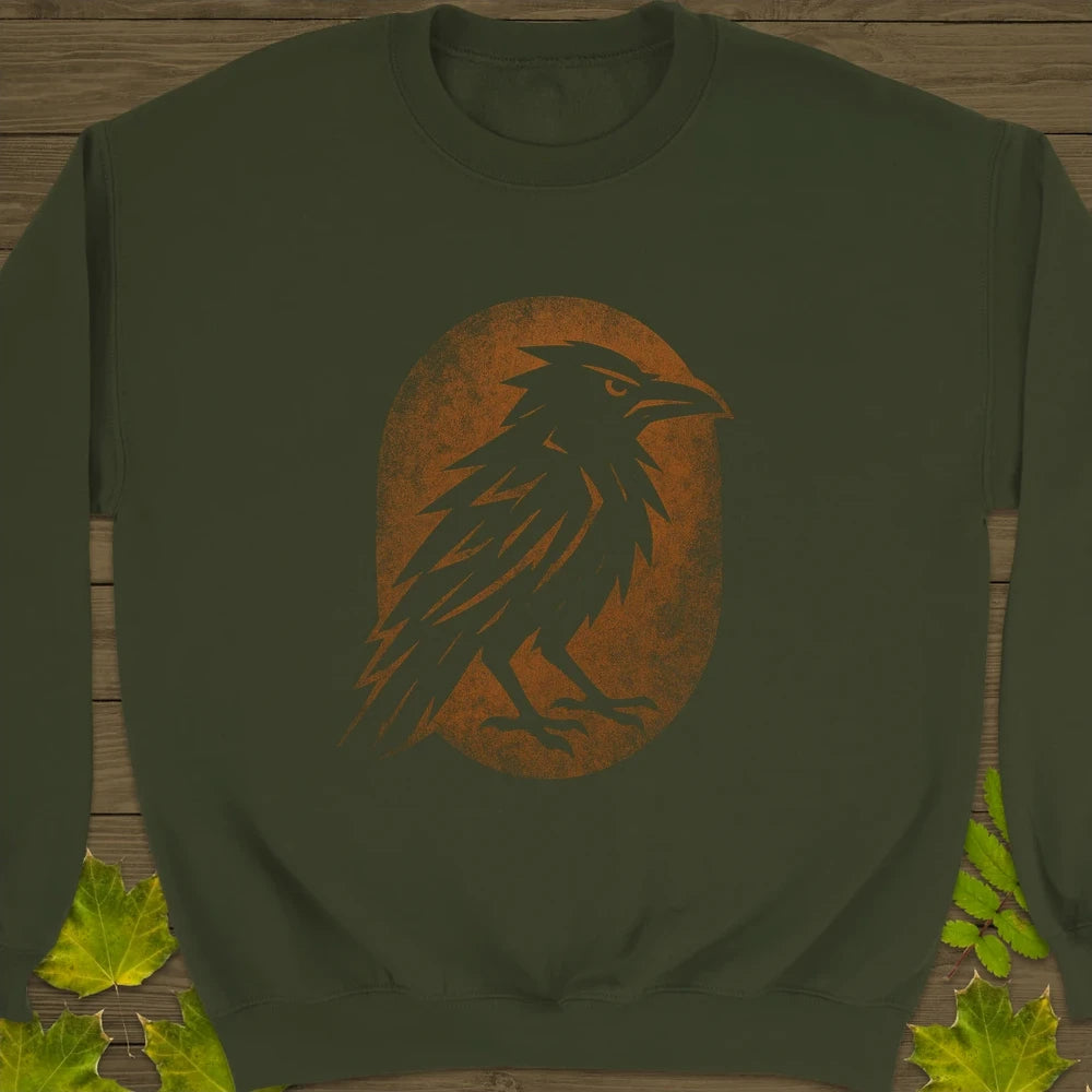 Raven Silhouette Crewneck Sweatshirt Military Green