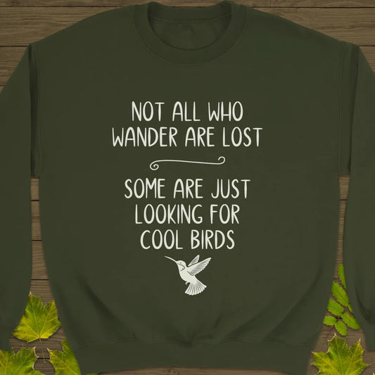 Looking For Cool Birds Crewneck Sweatshirt Military Green