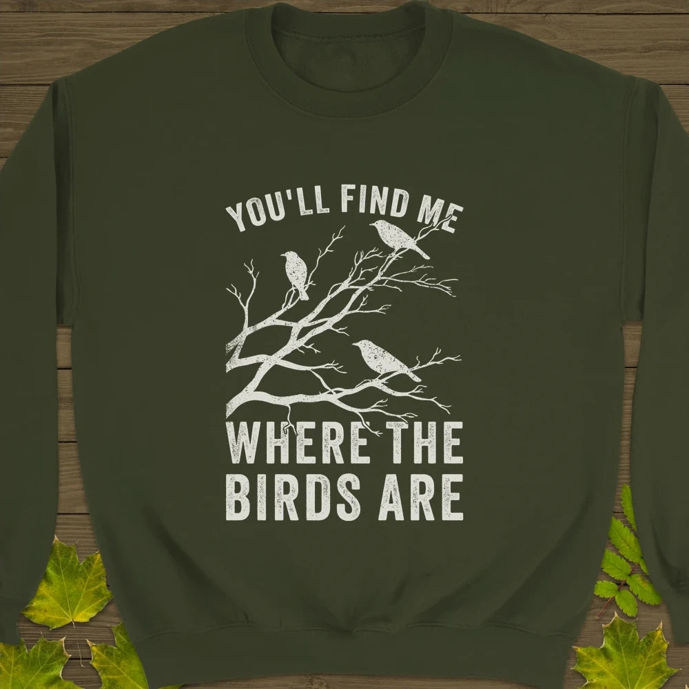 Where The Birds Are Crewneck Sweatshirt Military Green