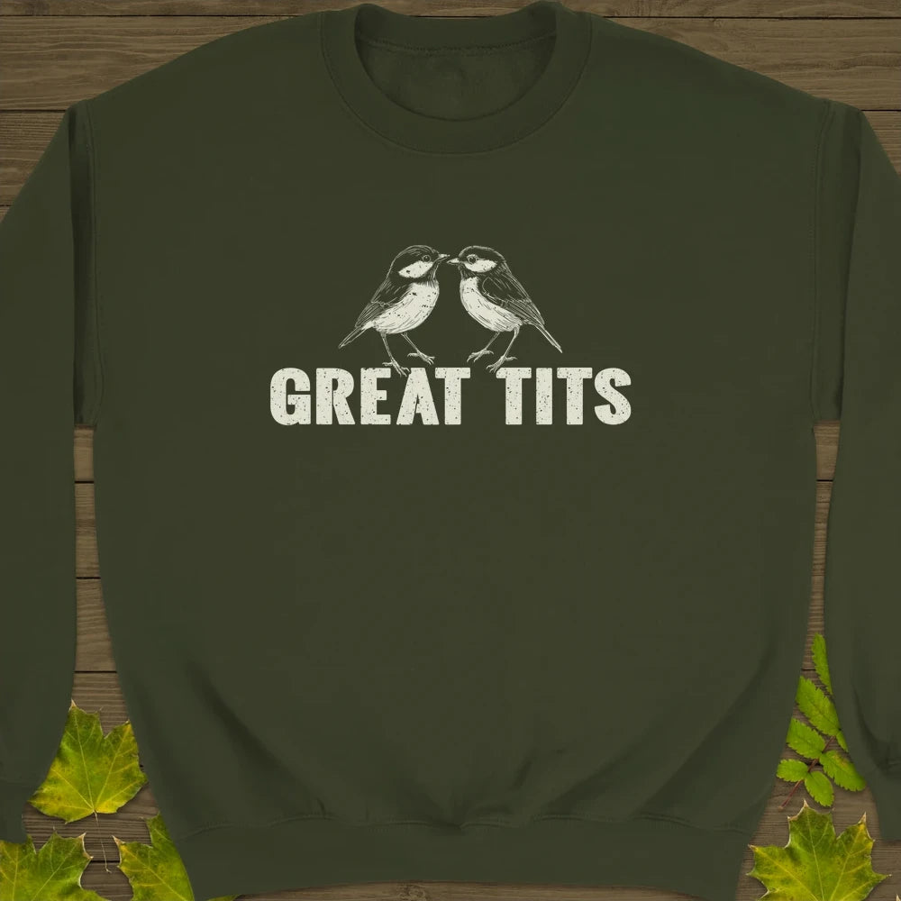 Great Tits Crewneck Sweatshirt Military Green
