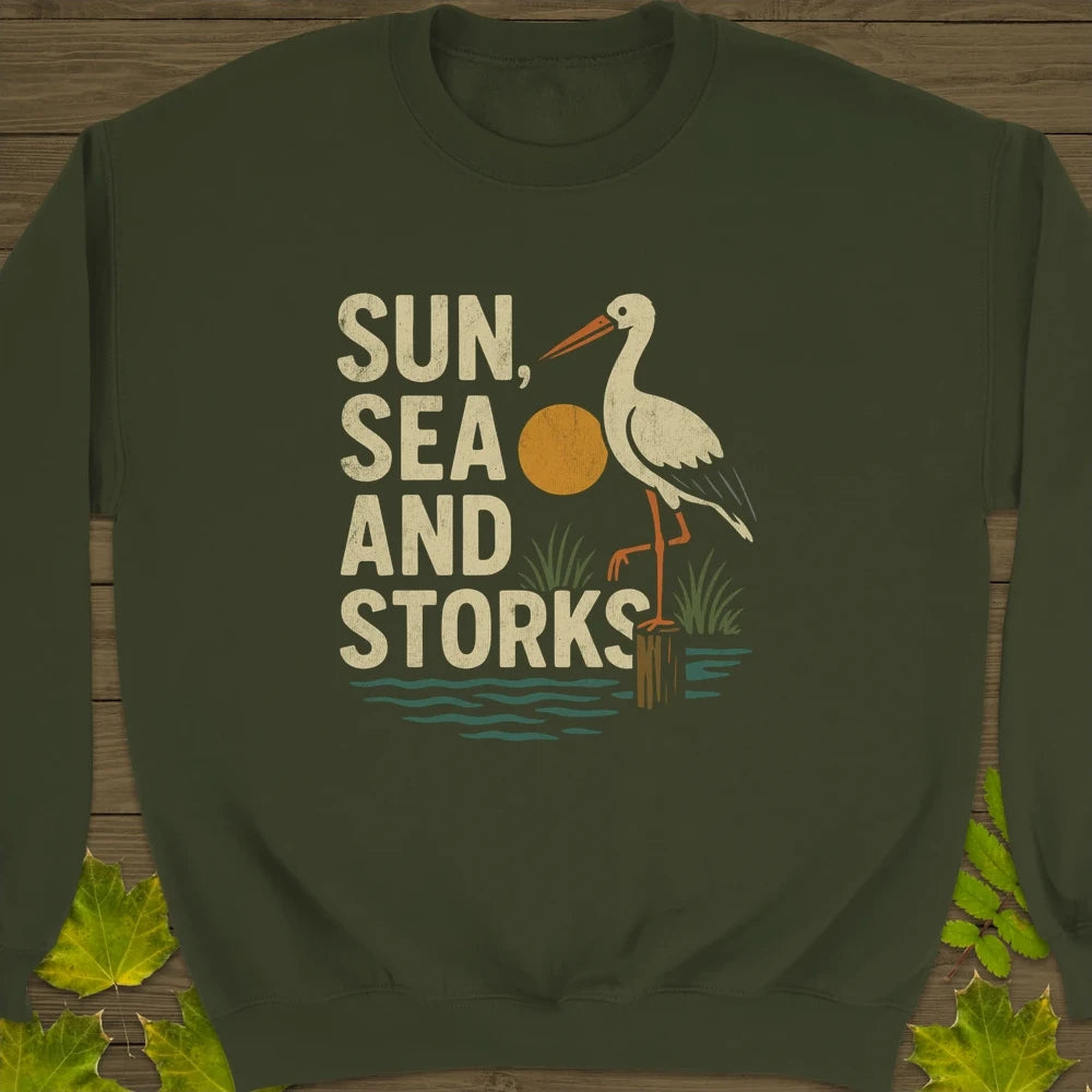 Sun, Sea and Storks Crewneck Sweatshirt