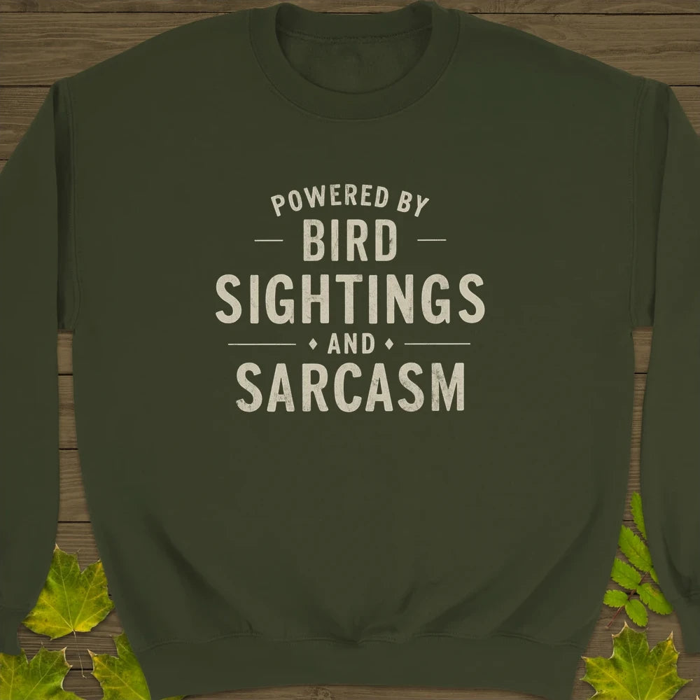 Birds and Sarcasm Crewneck Sweatshirt Military Green