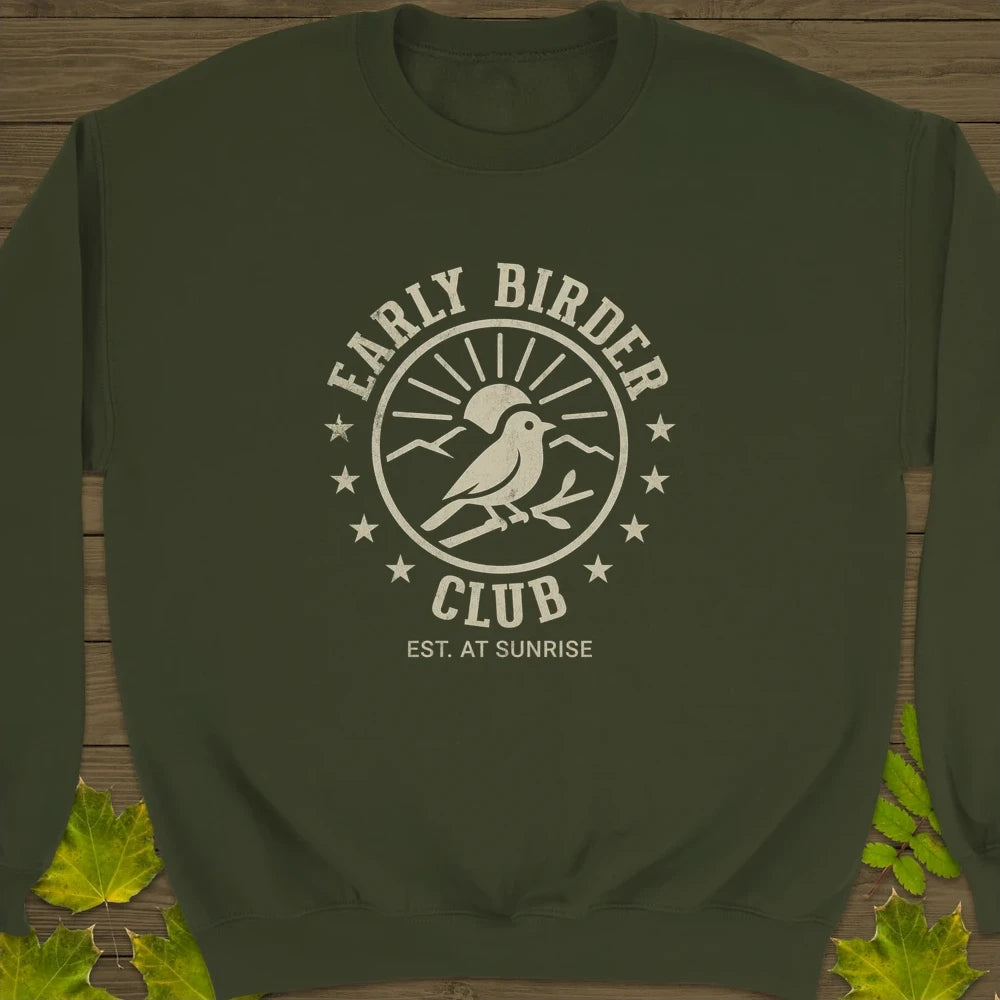 Early Birder Club Crewneck Sweatshirt Military Green