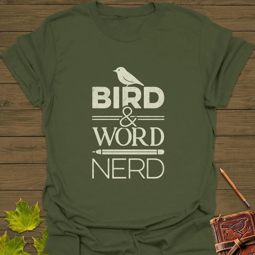 Bird Word Nerd T-Shirt Military Green