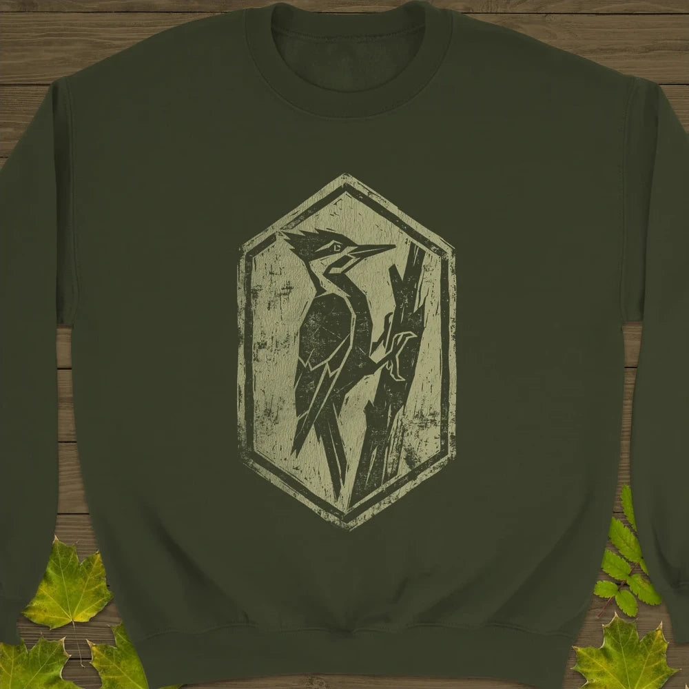 Woodpecker Silhouette Sweatshirt Military Green