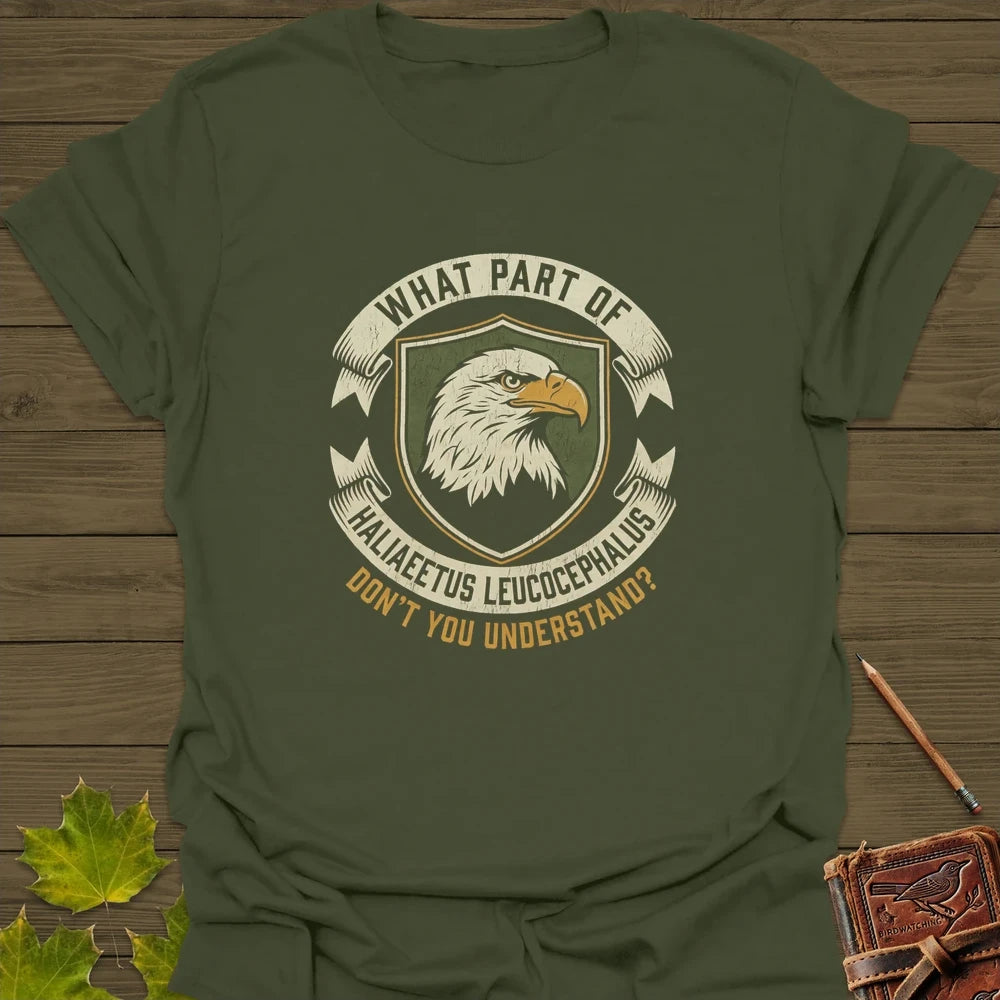 Nerdy Bald Eagle T-Shirt Military Green