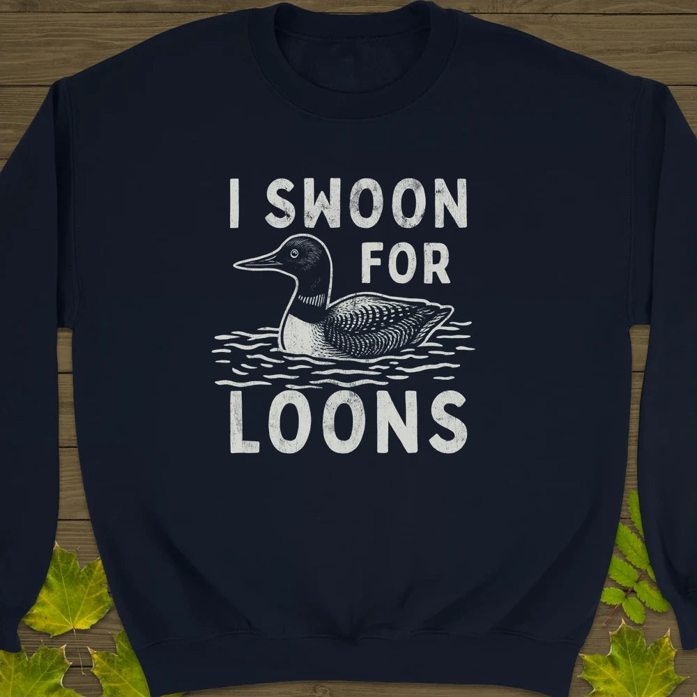 Swoon For Loons Crewneck Sweatshirt Navy