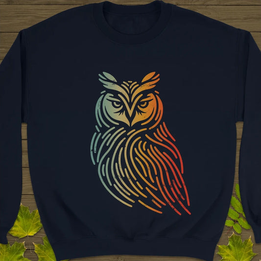 Modern Owl Silhouette Crewneck Sweatshirt Navy