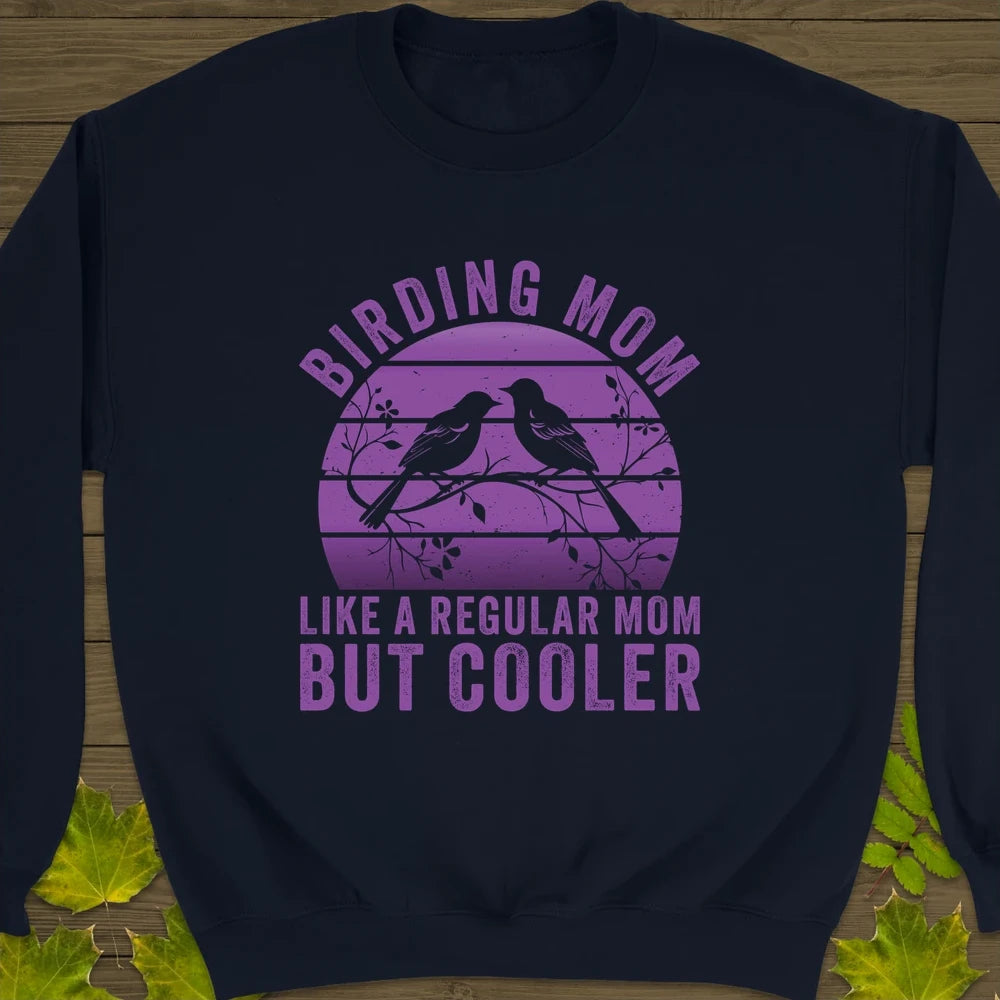 Cool Birding Mom Crewneck Sweatshirt Navy