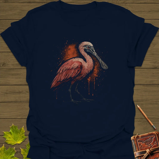 Roseate Spoonbill Art T-Shirt Navy