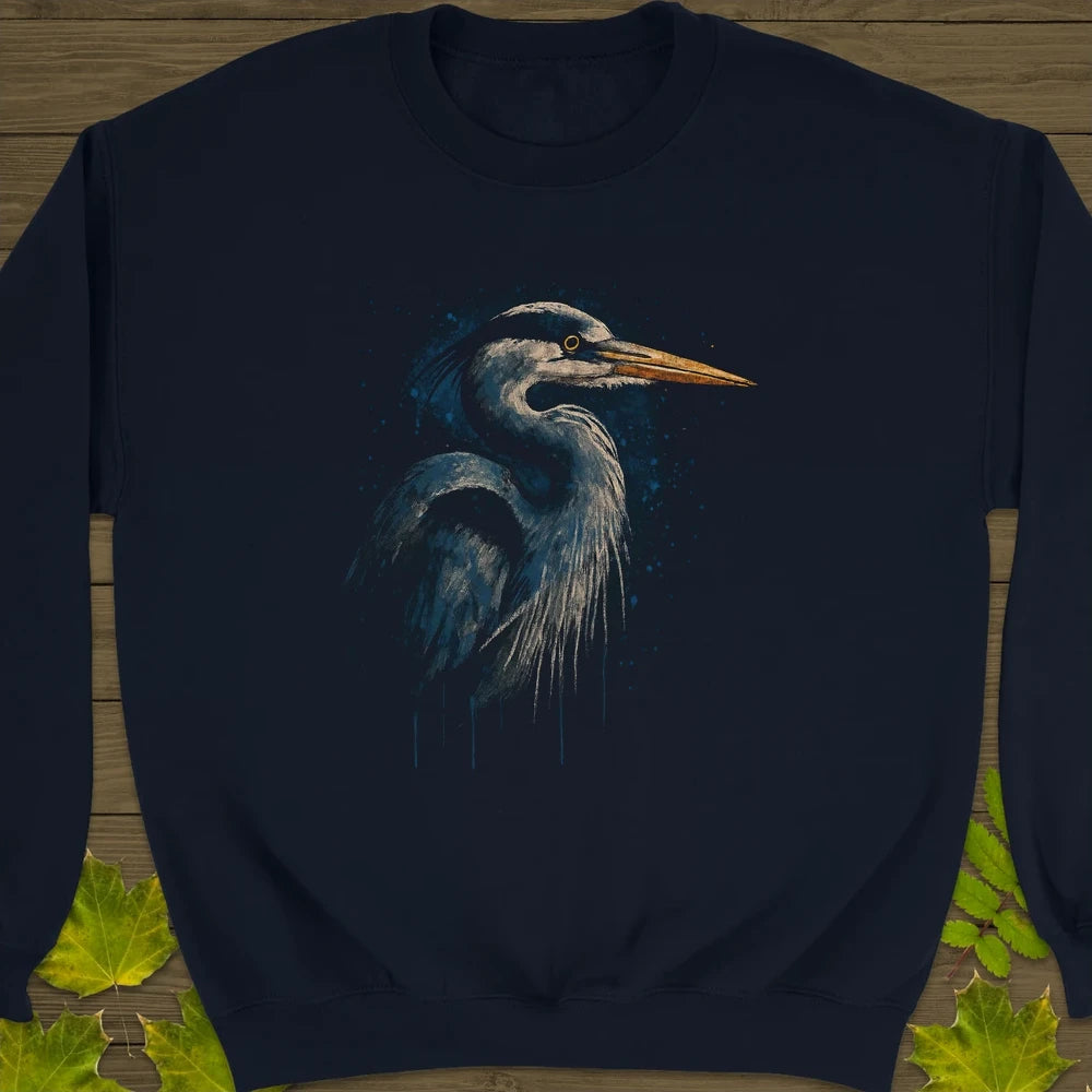 Great Blue Heron Art Crewneck Sweatshirt Navy