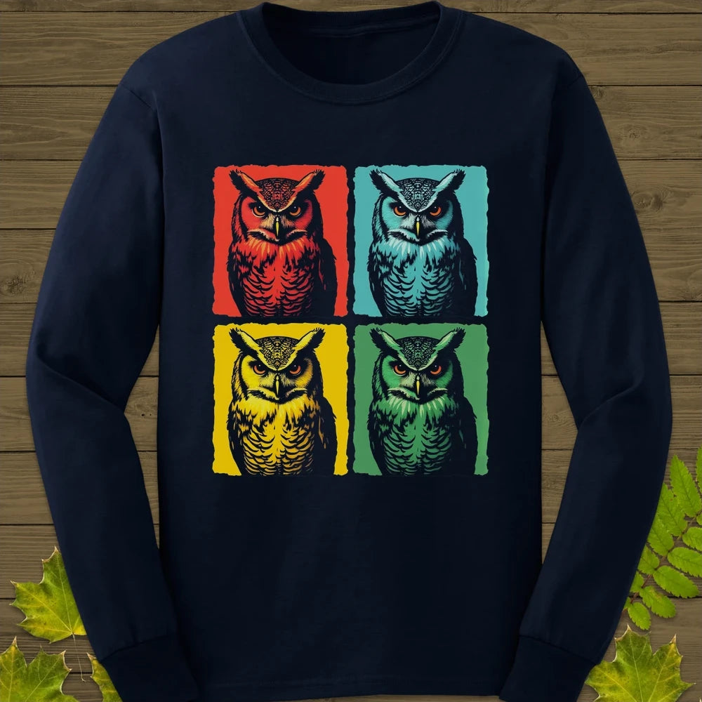 Owl Pop Art Long Sleeve Navy