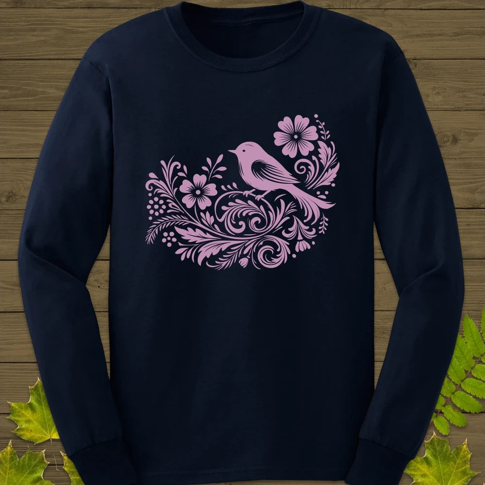 Bird and Blooms Long Sleeve Navy