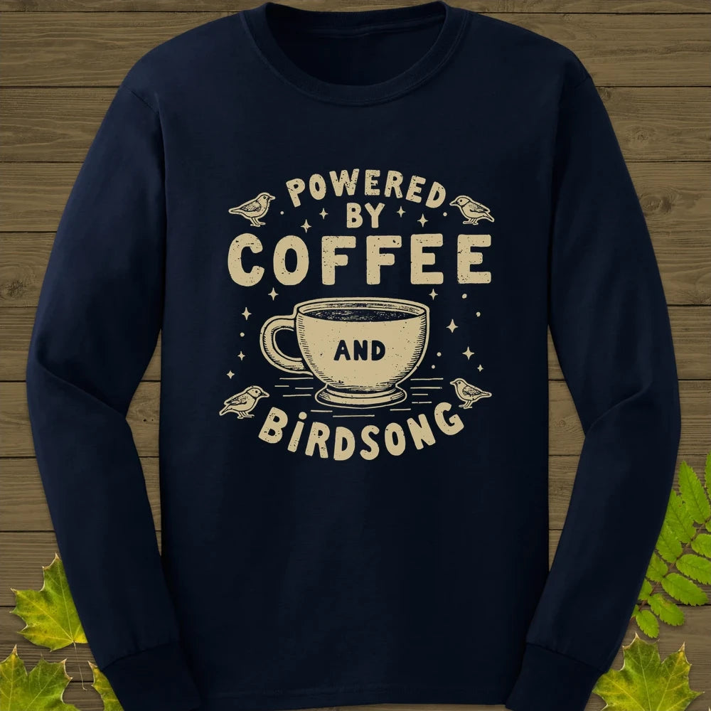 Powered By Coffee and Birdsong Long Sleeve Navy