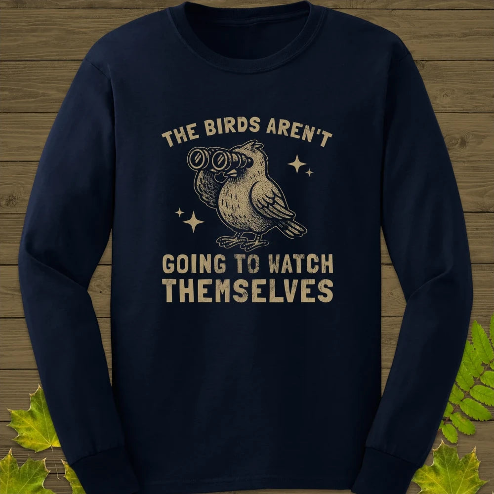 Birds Watching Themselves Long Sleeve Navy