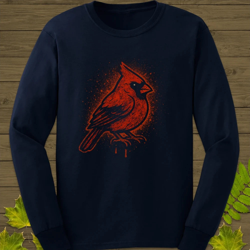 Northern Cardinal Art Long Sleeve Navy