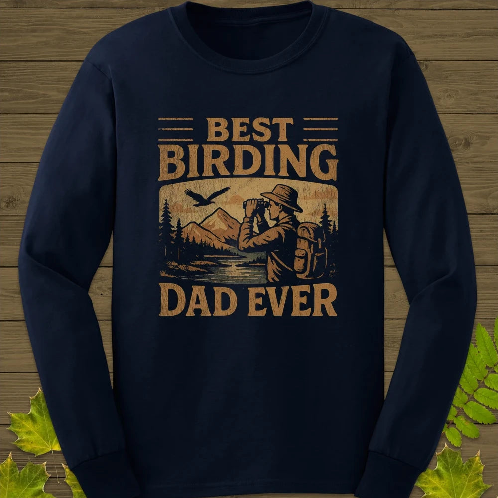 Best Birding Dad Long Sleeve Navy