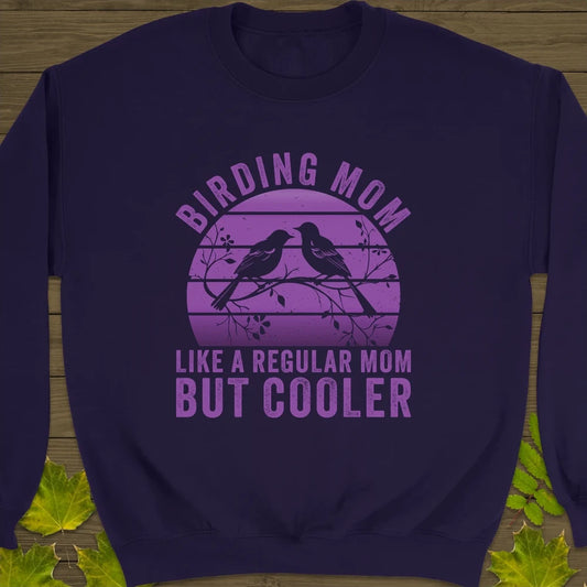 Cool Birding Mom Crewneck Sweatshirt Purple